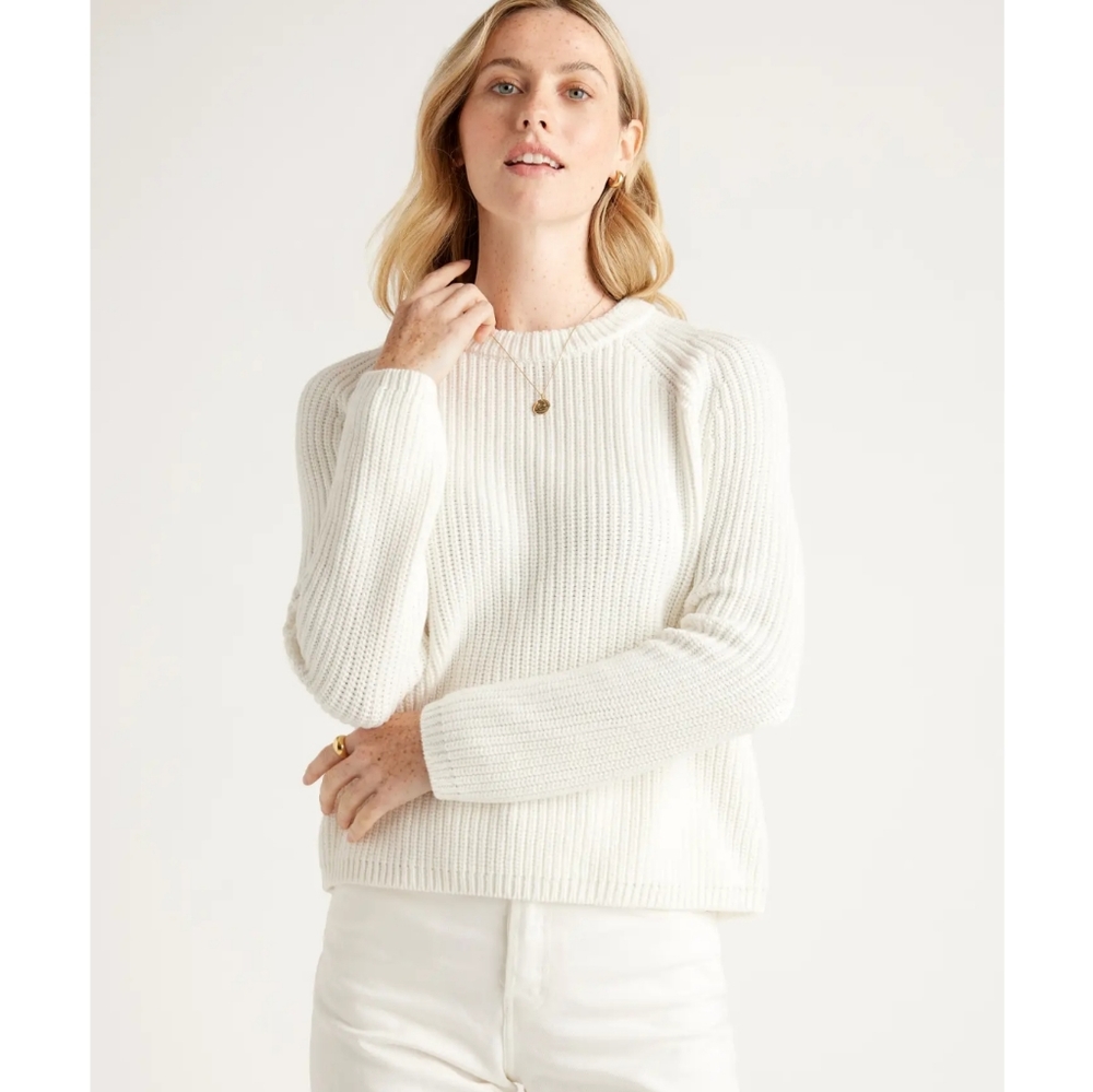 NWT 100% Organic Cotton Fisherman Crew Sweater Ivory